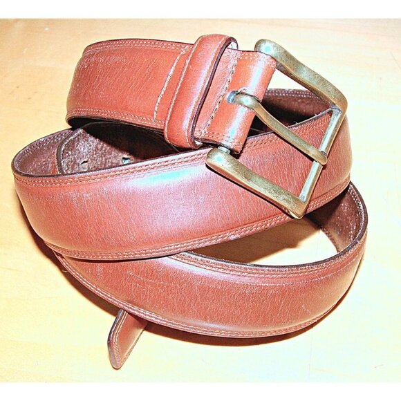 Roundtree & Yorke Mens Belt Full Grain Cowhide Leather Belt Brown Size 38/95 - Picture 1 of 12